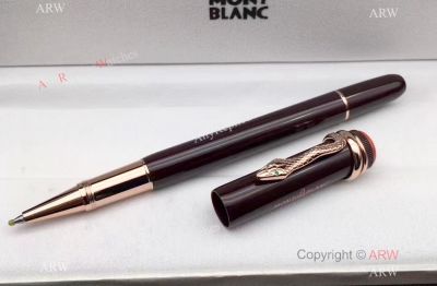 Mont Blanc Rouge et Noir Replica Rollerball Pen / Drak Red & Rose Gold Clip Replica Pens